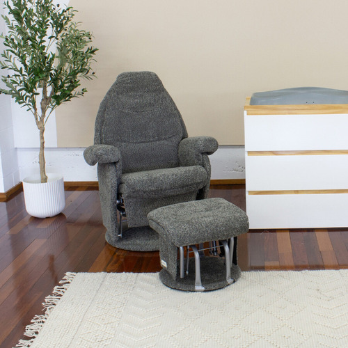 2 Piece Vogue Boucle Glider Chair & Ottoman Set