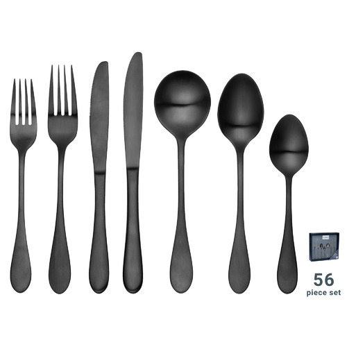 56 Piece Tablekraft Ink Soho Stainless Steel Cutlery Set