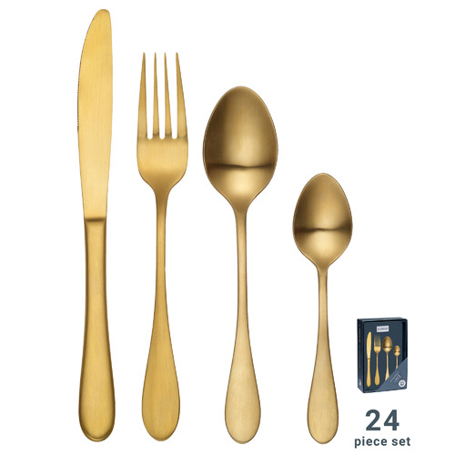24 Piece Tablekraft Gold Soho Stainless Steel Cutlery Set