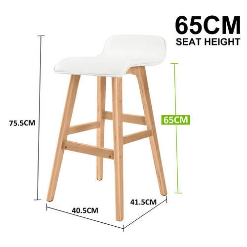 White 65cm Ivana Faux Leather Barstools