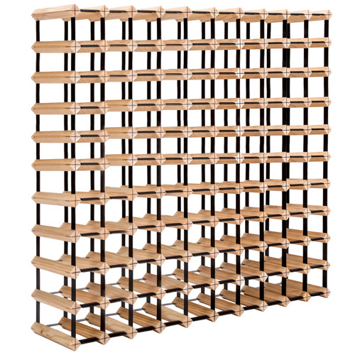 Emperio 110 Bottle Steel & Pine Wood Wine Rack