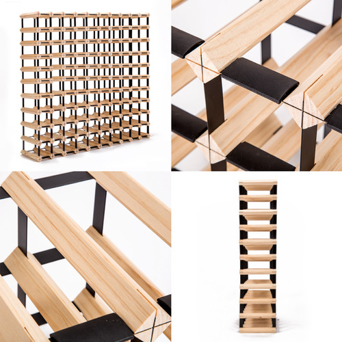 Emperio 110 Bottle Steel & Pine Wood Wine Rack