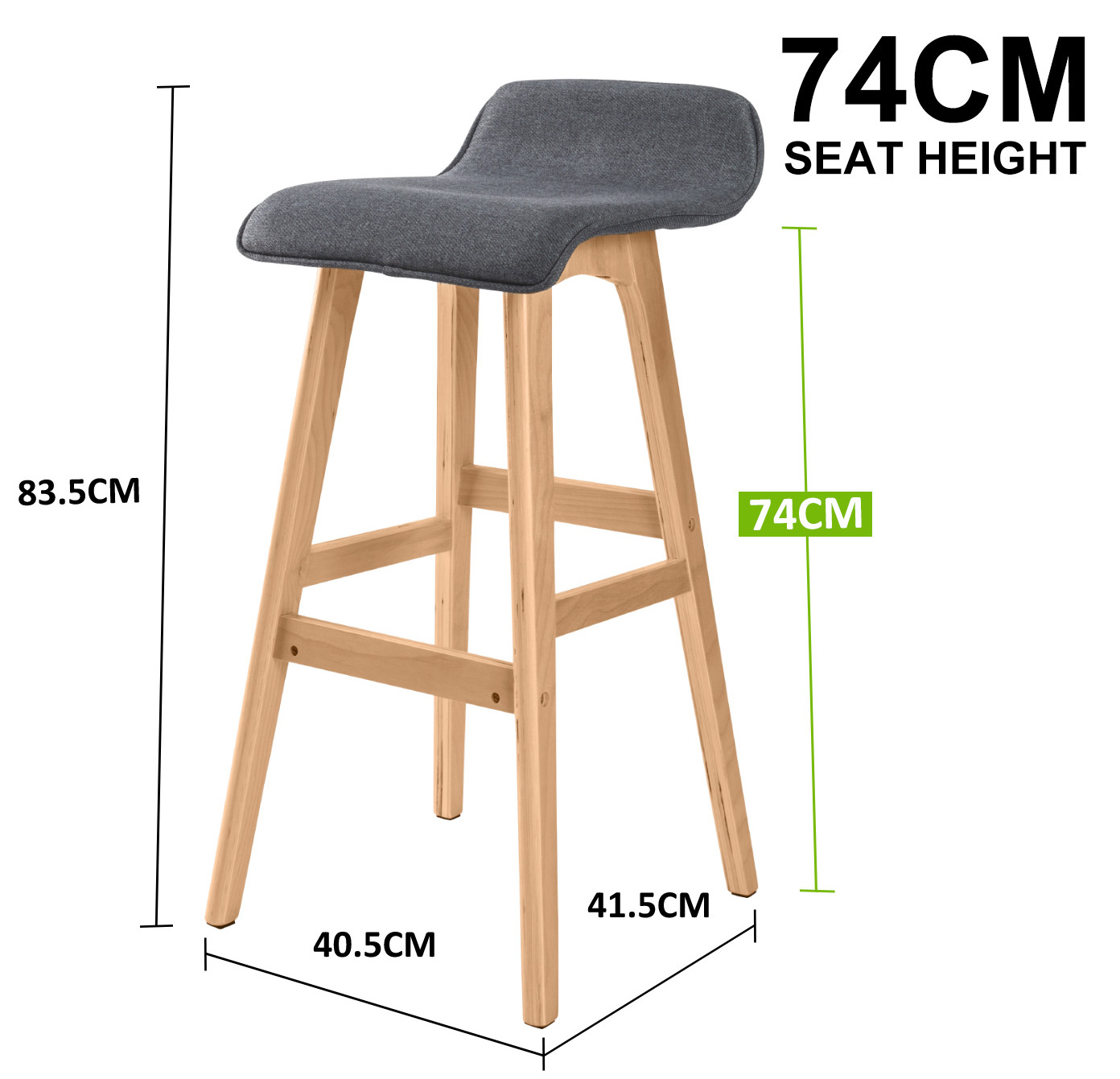 Grey 74cm Ivana Upholstered Barstools