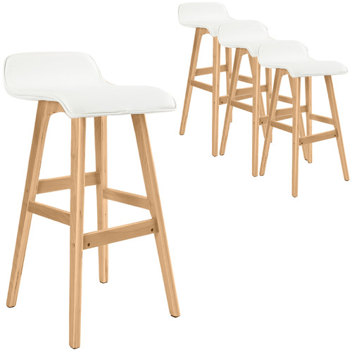 Home Ready 74cm White Ivana Faux, Leather Bar Stool Set Of 4