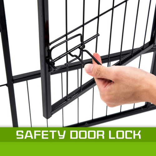 Black Heavy Duty 8 Panel Portable Steel Pet Playpen