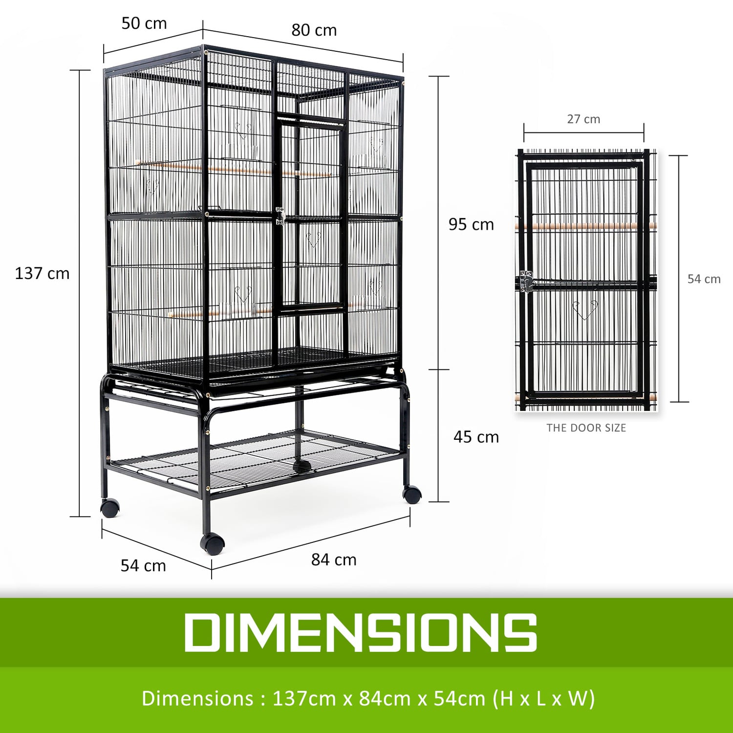 137cm Black Melody Metal Bird Cage