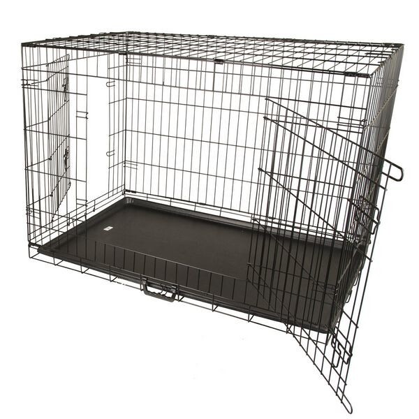 Collapsible-2-Door-Metal-Dog-Cage-with-Tray-PET-WC