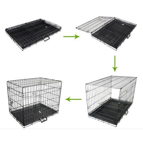 Letitia Lane Collapsible 2 Door Metal Dog Cage with Tray Temple & ster