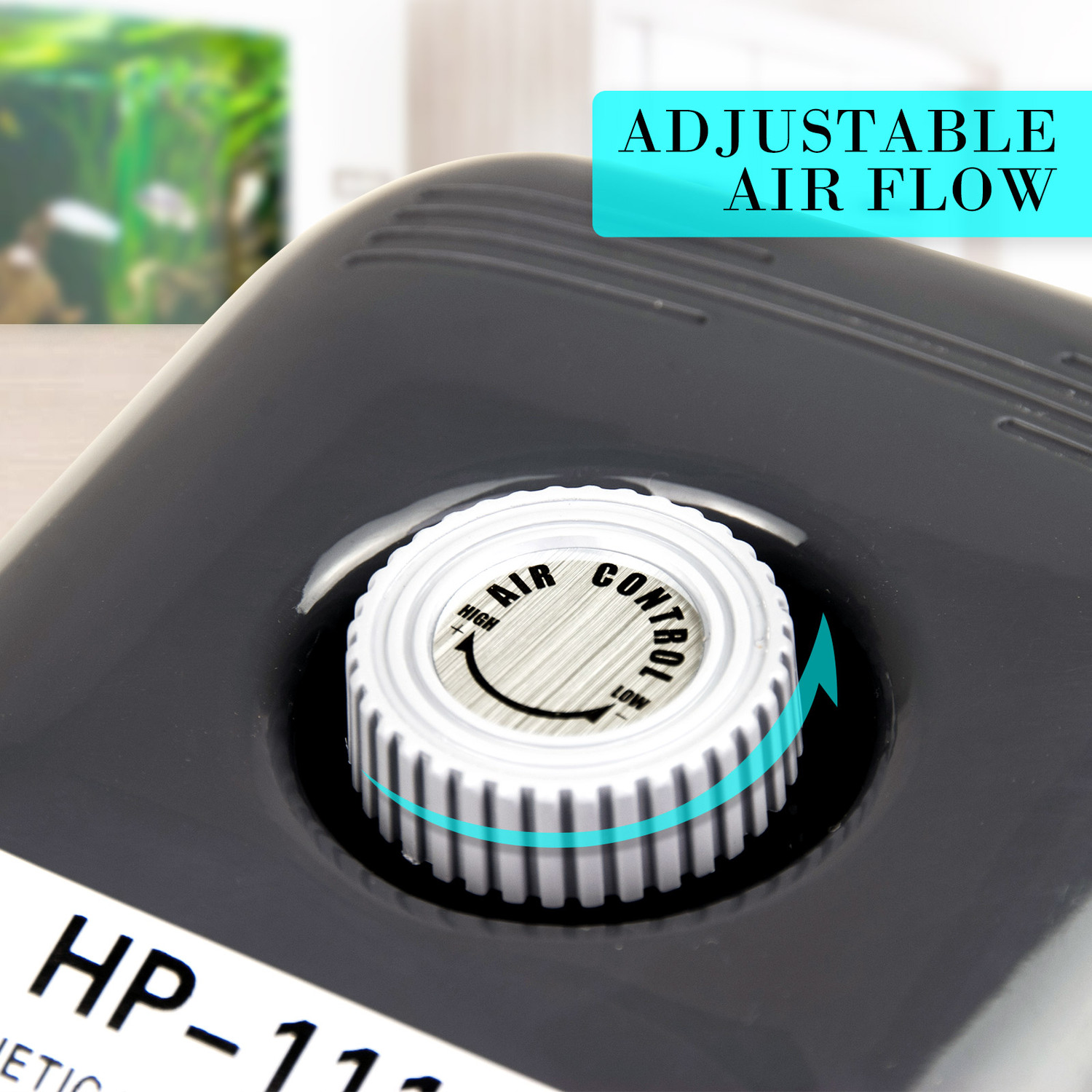 Black 4 Outlet Aquarium Oxygen Air Pump