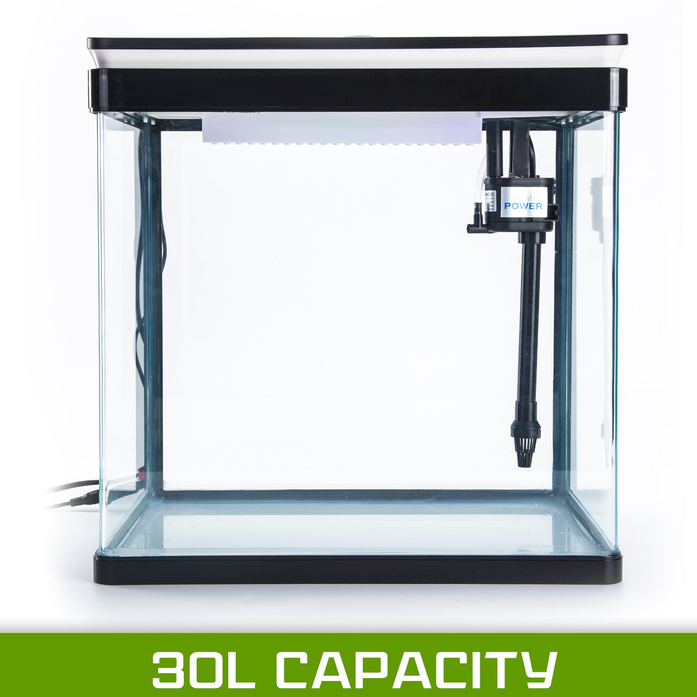 Curved Glass 30L RGB LED Fish Tank with Filter Pump