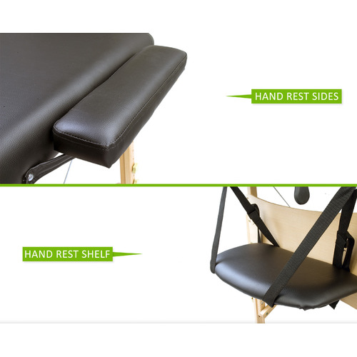 Black Forever Beauty Portable 3 Fold Wooden Massage Table