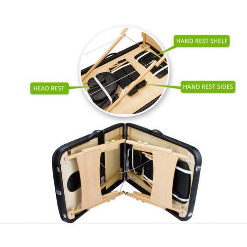 Black Forever Beauty Portable 3 Fold Wooden Massage Table