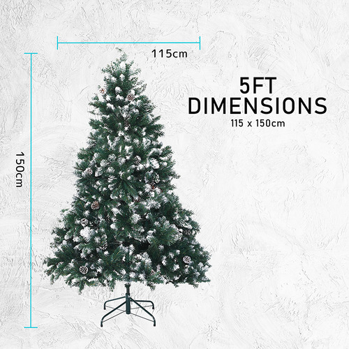 150cm Snowy Christmas Tree & Bauble Balls