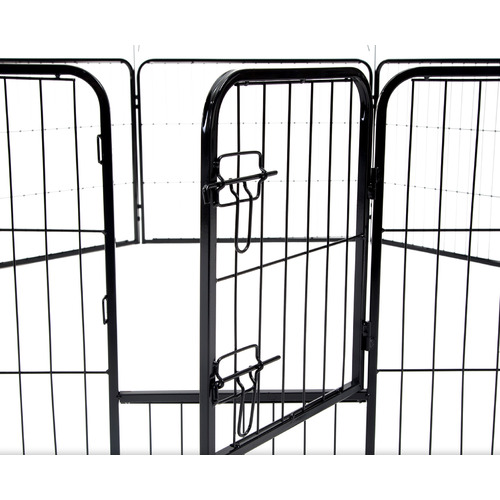 Black Heavy Duty 8 Panel Portable Steel Pet Playpen with Cover