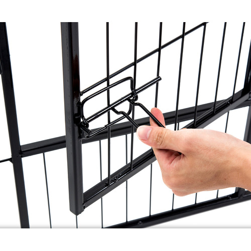 Black Heavy Duty 8 Panel Portable Steel Pet Playpen with Cover