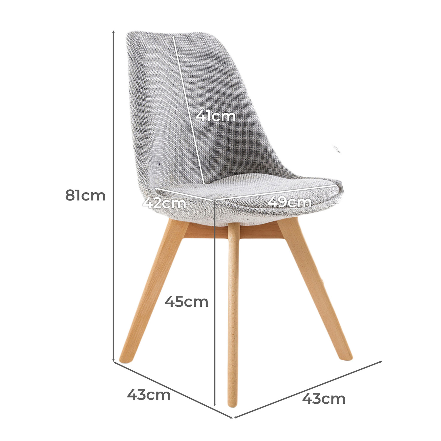 Grey Eames Replica Upholstered Dining Chairs