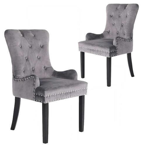 pair of velvet dining chairs