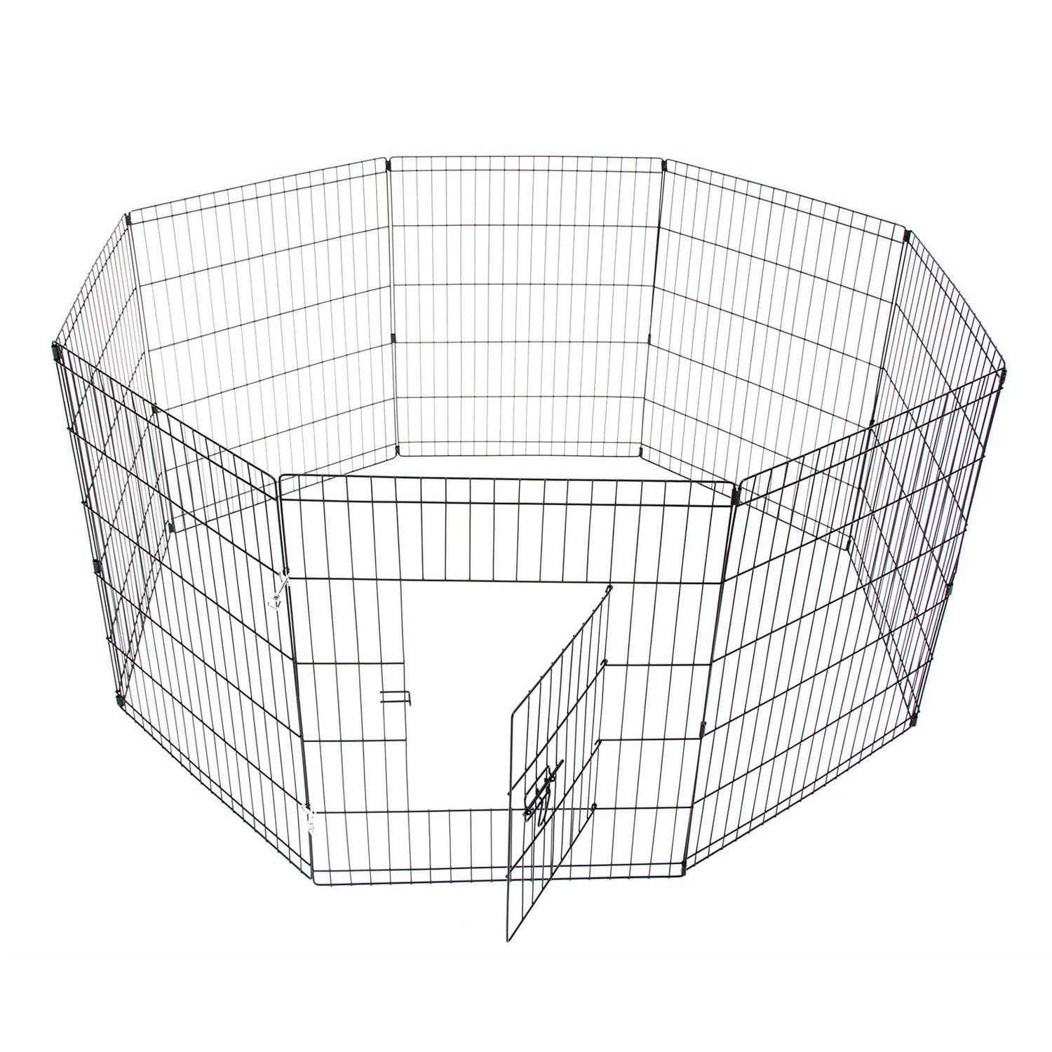 Black-8-Panel-Portable-Steel-Pet-Playpen-with-Cover-PET-PP