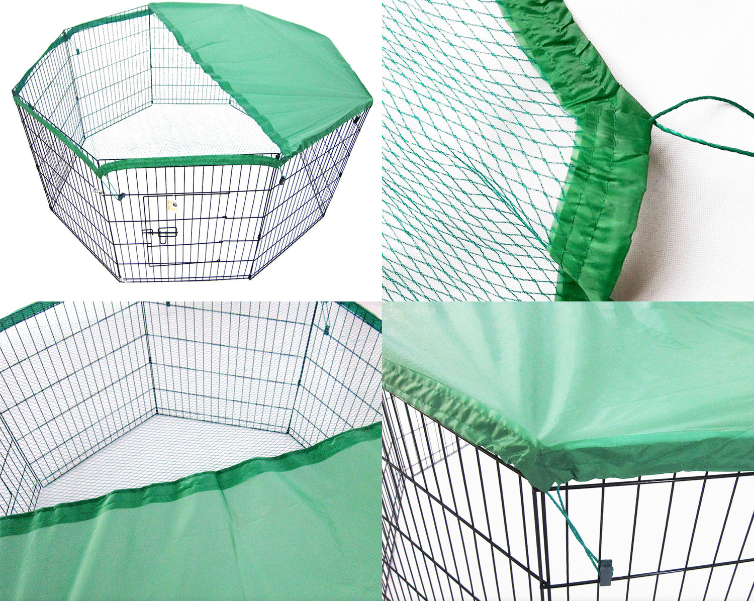 Black-8-Panel-Portable-Steel-Pet-Playpen-with-Cover-PET-PP