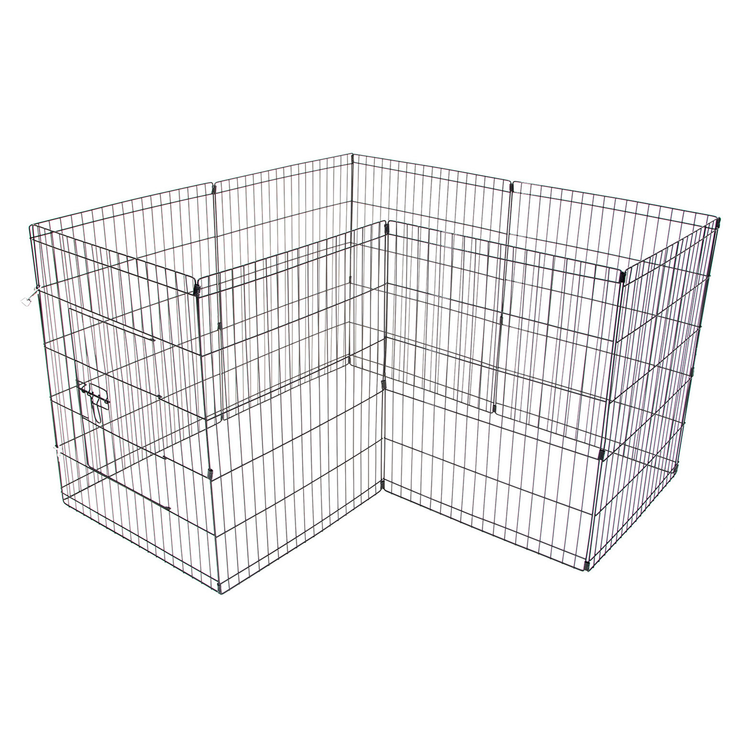 Black-8-Panel-Portable-Steel-Pet-Playpen-with-Cover-PET-PP