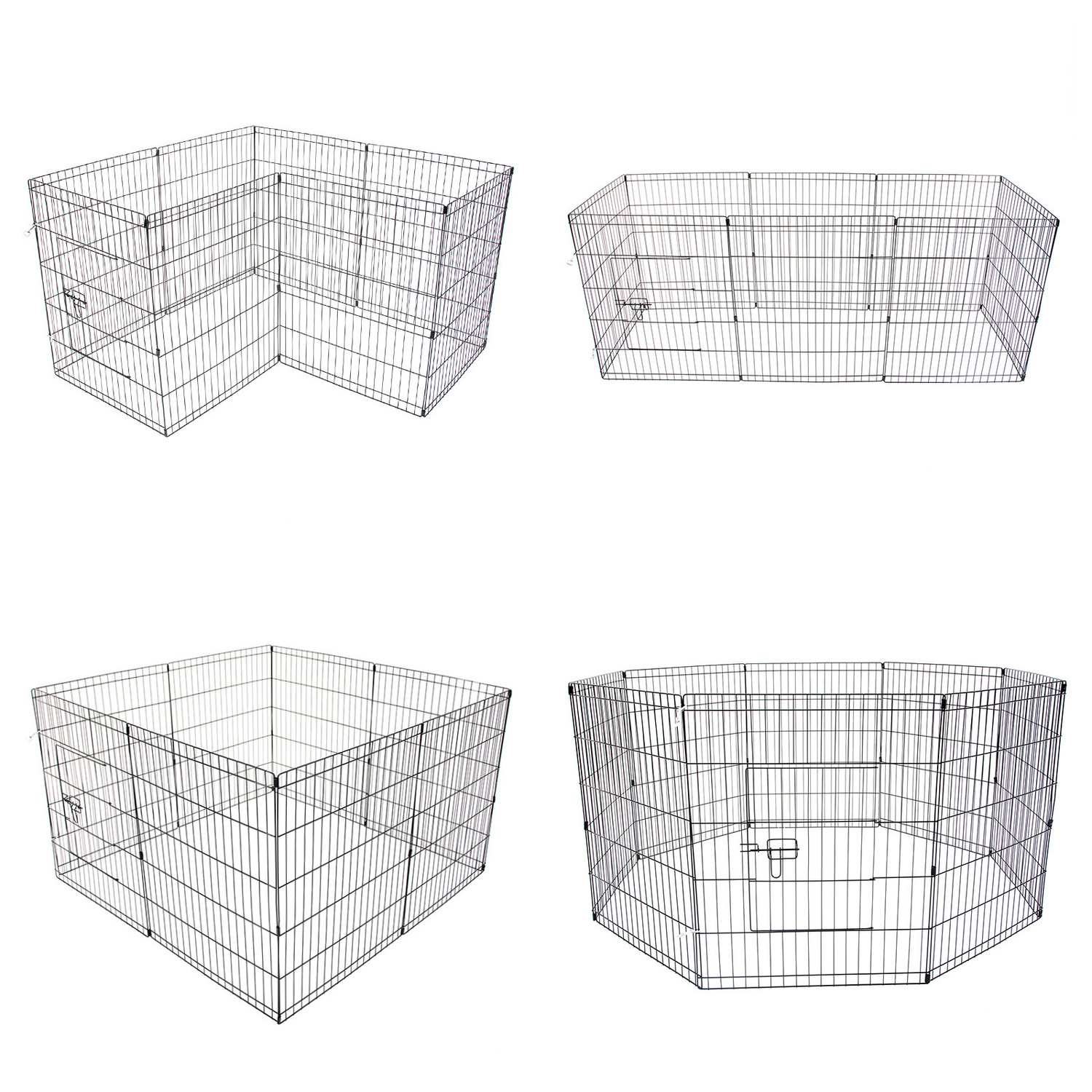 Black-8-Panel-Portable-Steel-Pet-Playpen-with-Cover-PET-PP