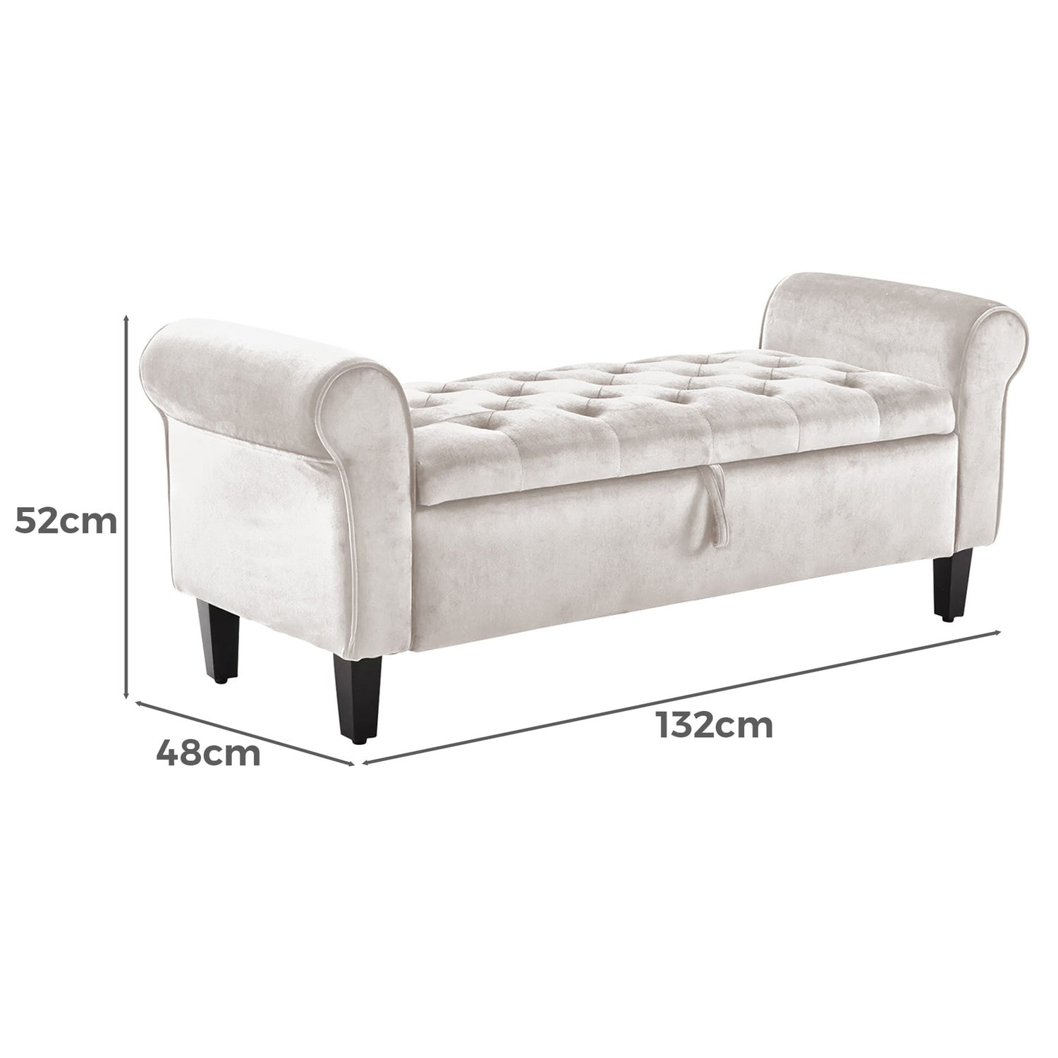 Genevieve Velvet Storage Ottoman Bench