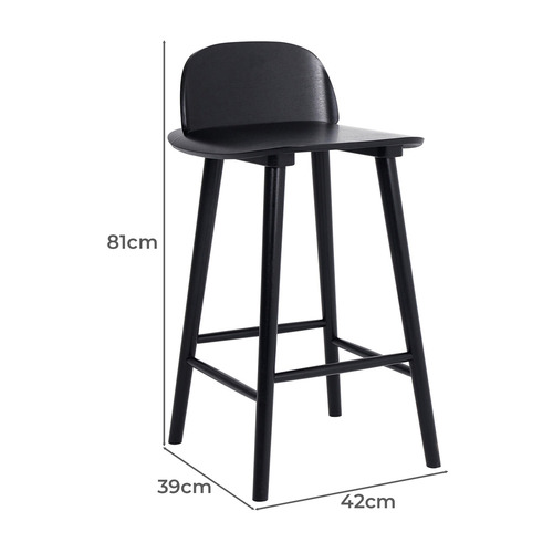 65cm Caleb Ash Wood Bar Stool