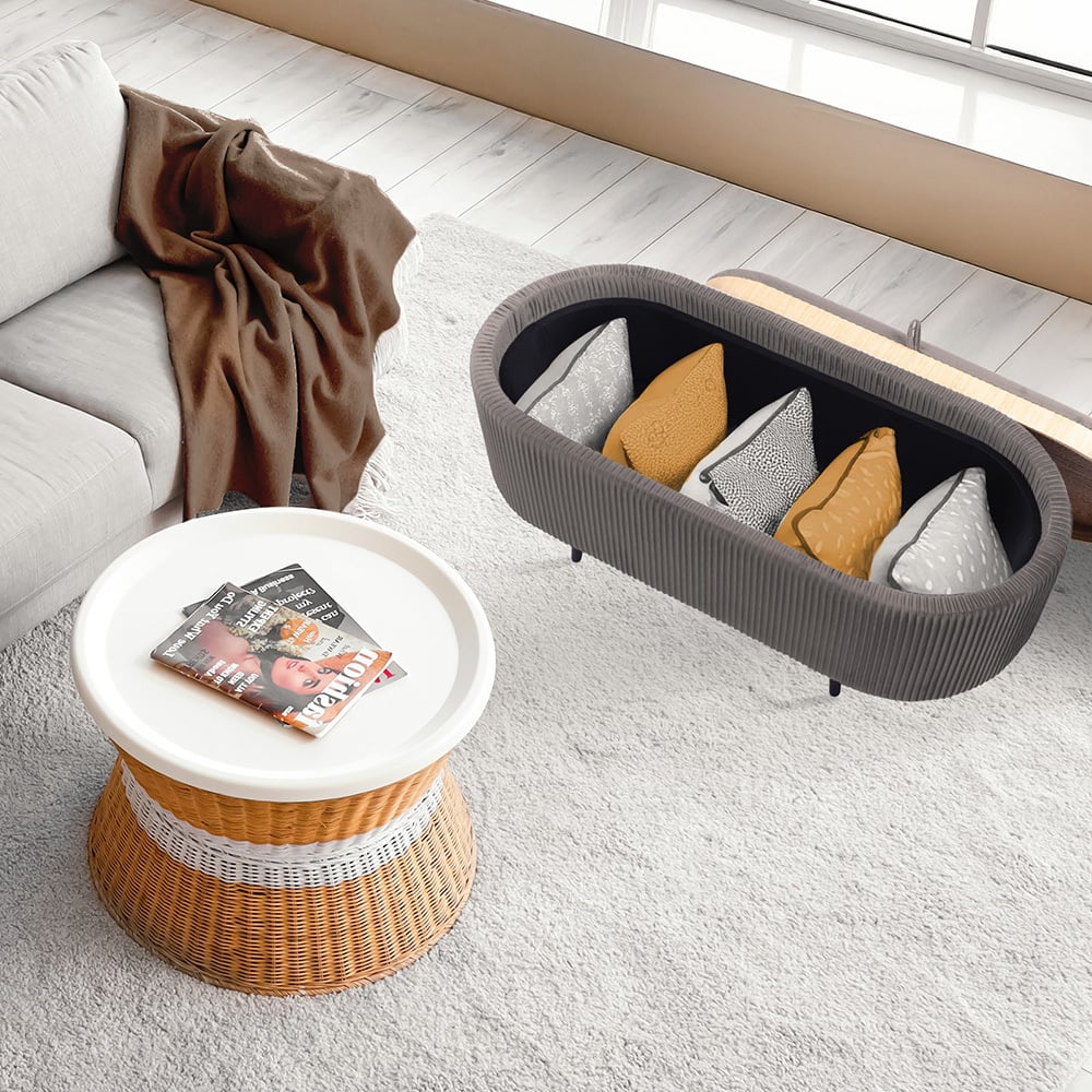 Evelyn Velvet Storage Ottoman Bench