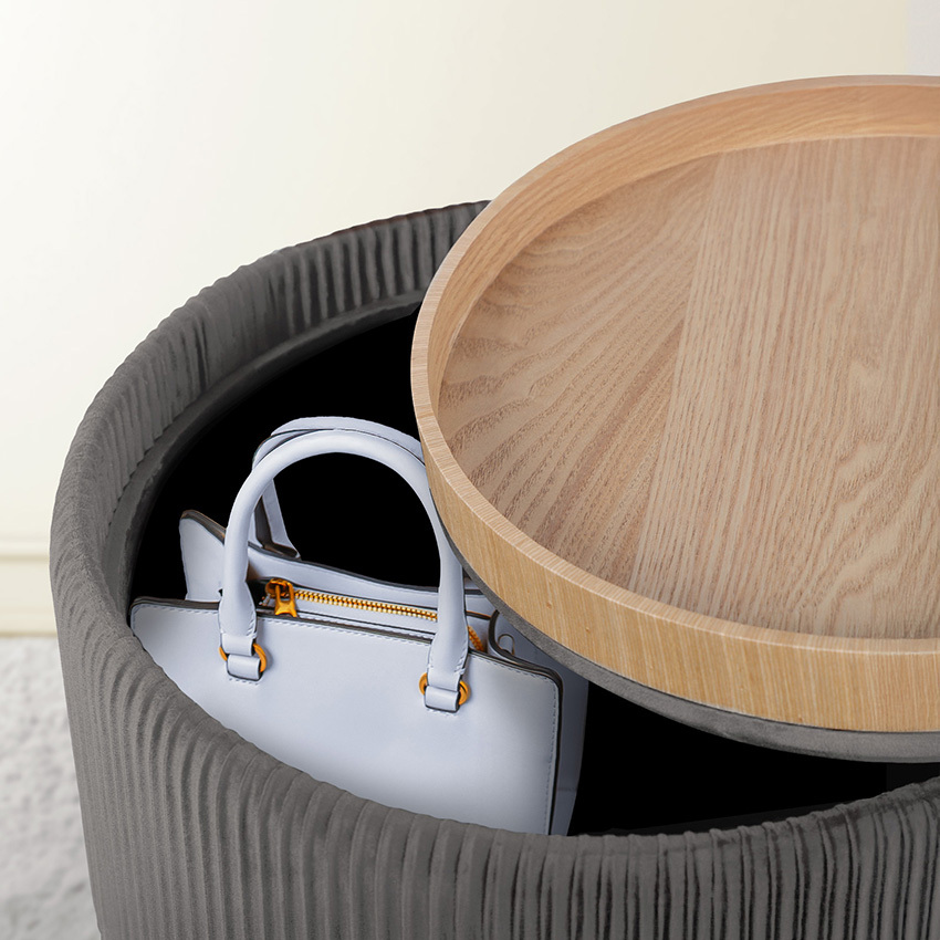 Evelyn Velvet Storage Ottoman