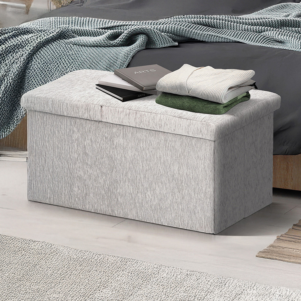 Zara Chenille Foldable Storage Ottoman