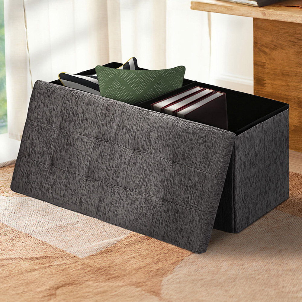 Zara Chenille Foldable Storage Ottoman