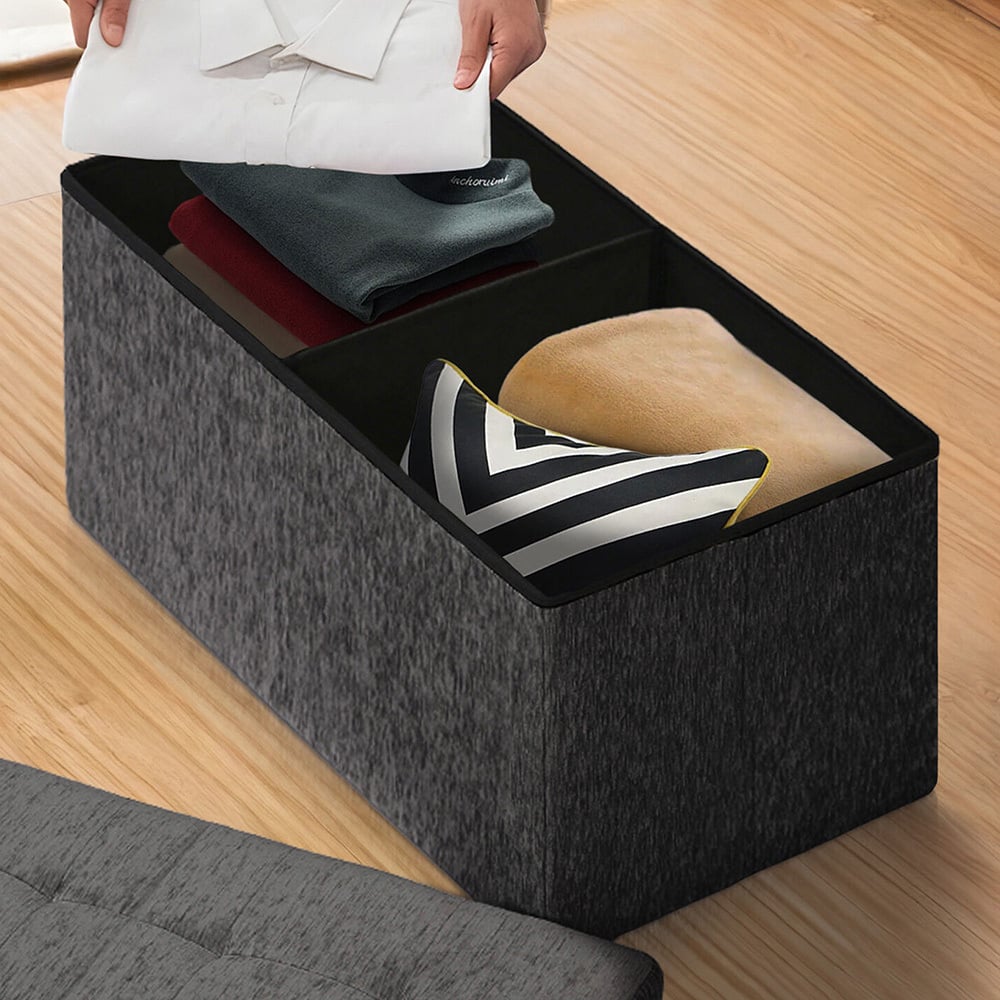 Zara Chenille Foldable Storage Ottoman