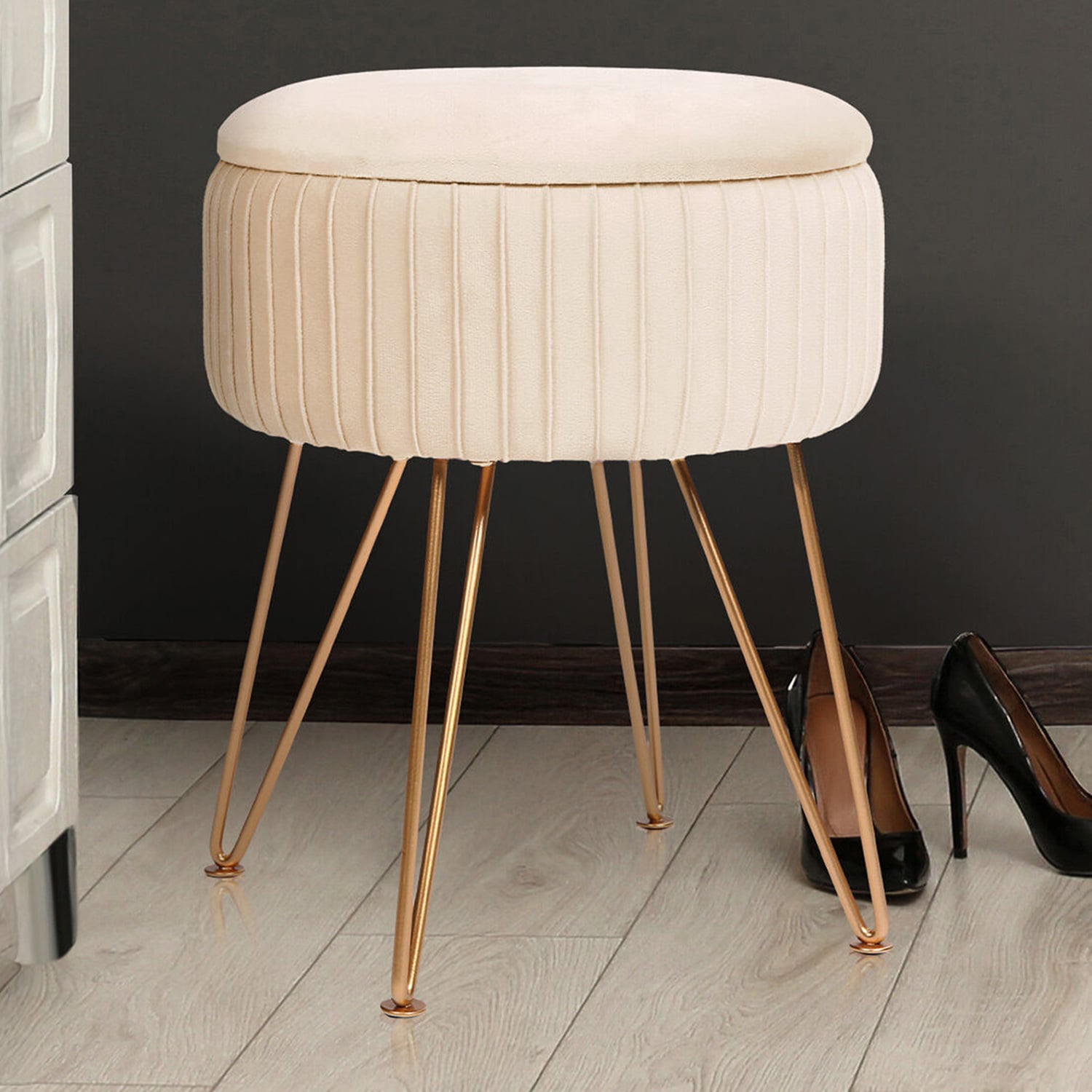 Kiara Velvet Storage Ottoman