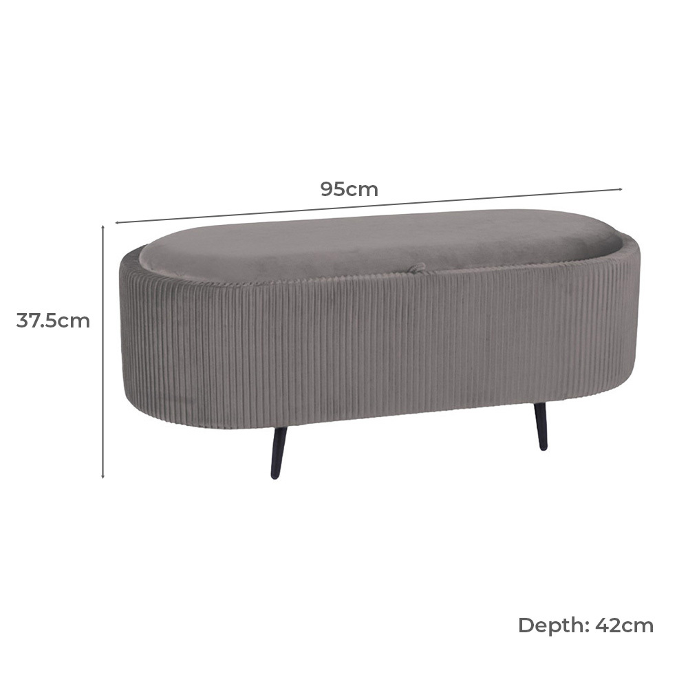 Evelyn Velvet Storage Ottoman Bench