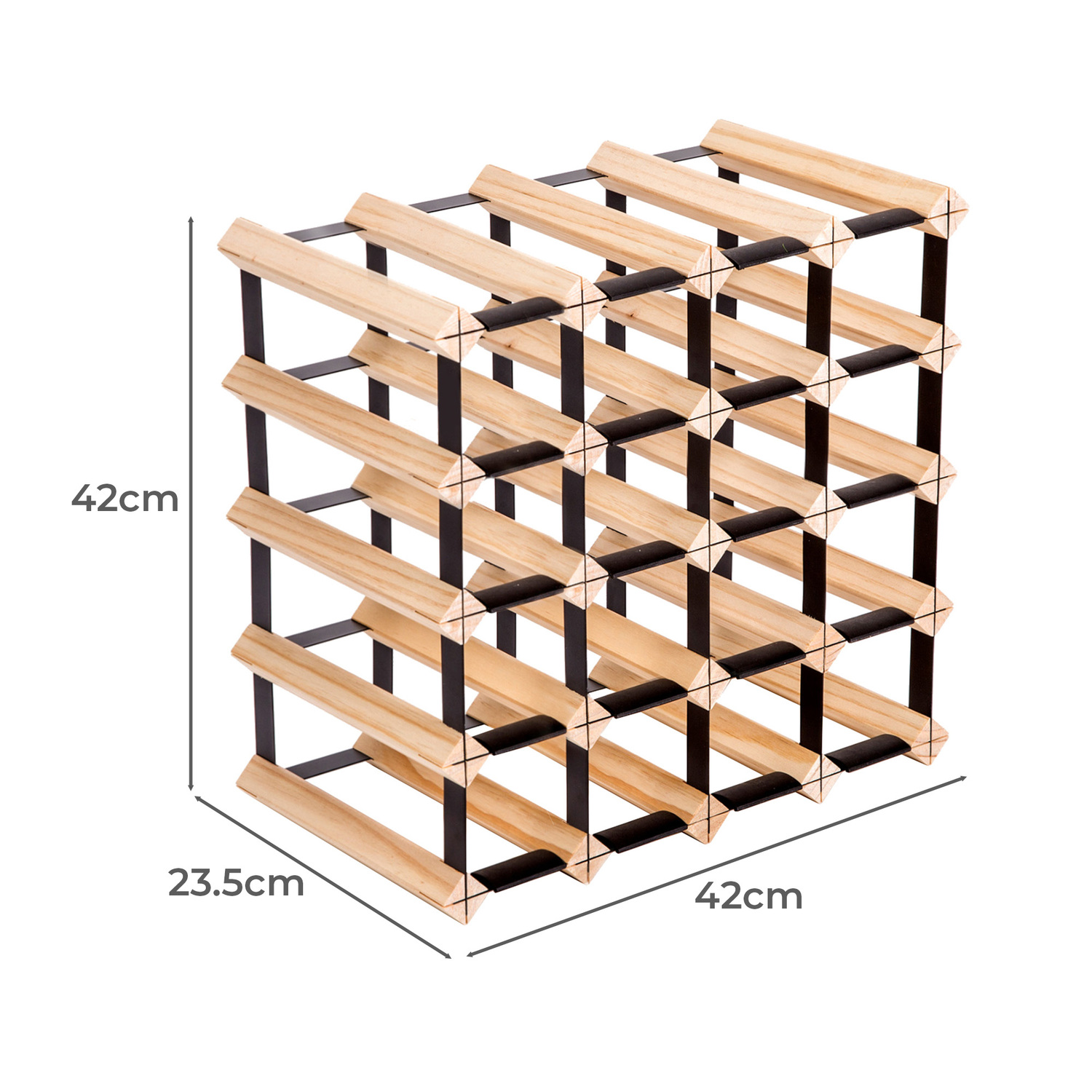 Emperio 20 Bottle Steel & Pine Wood Wine Rack