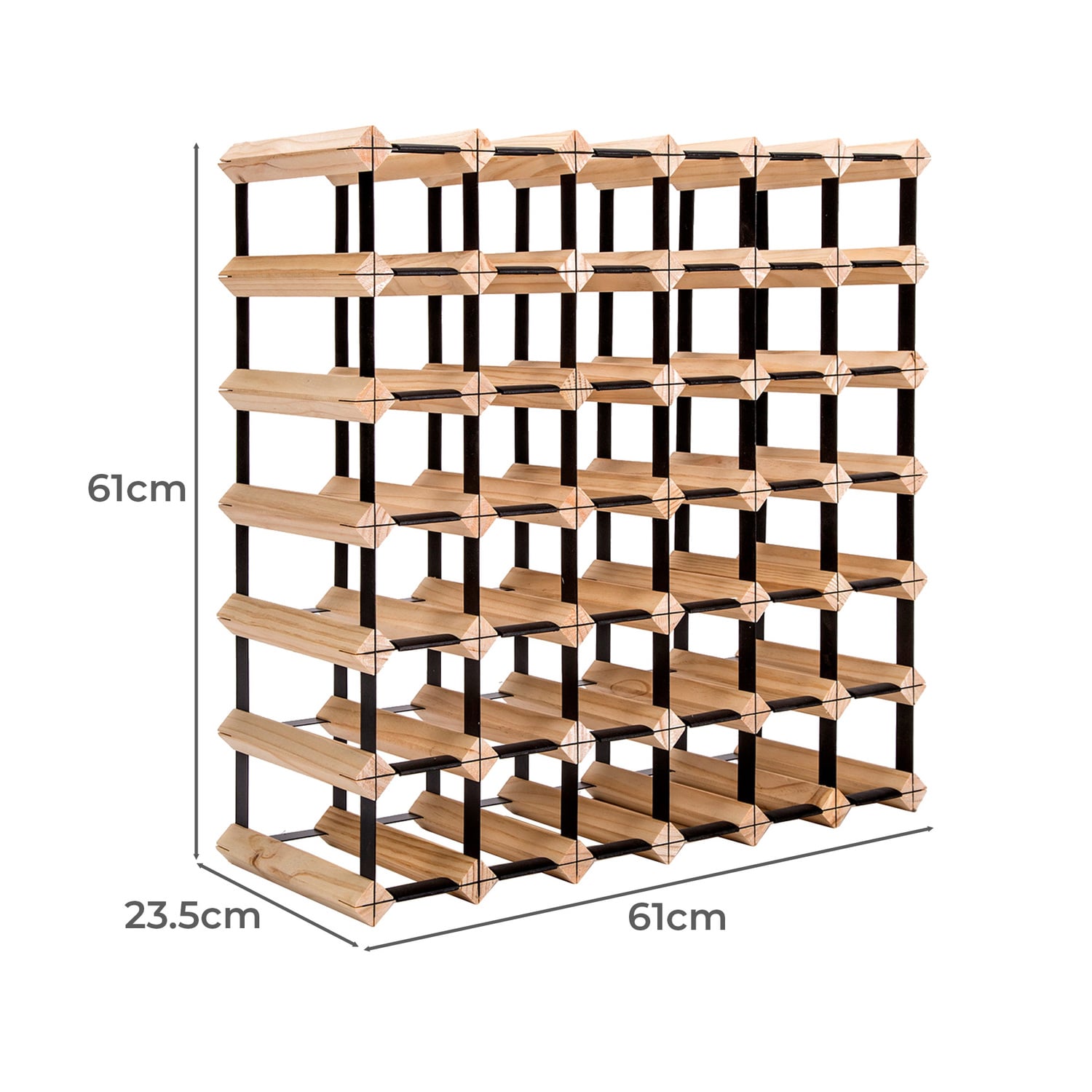 Emperio 42 Bottle Steel & Pine Wood Wine Rack