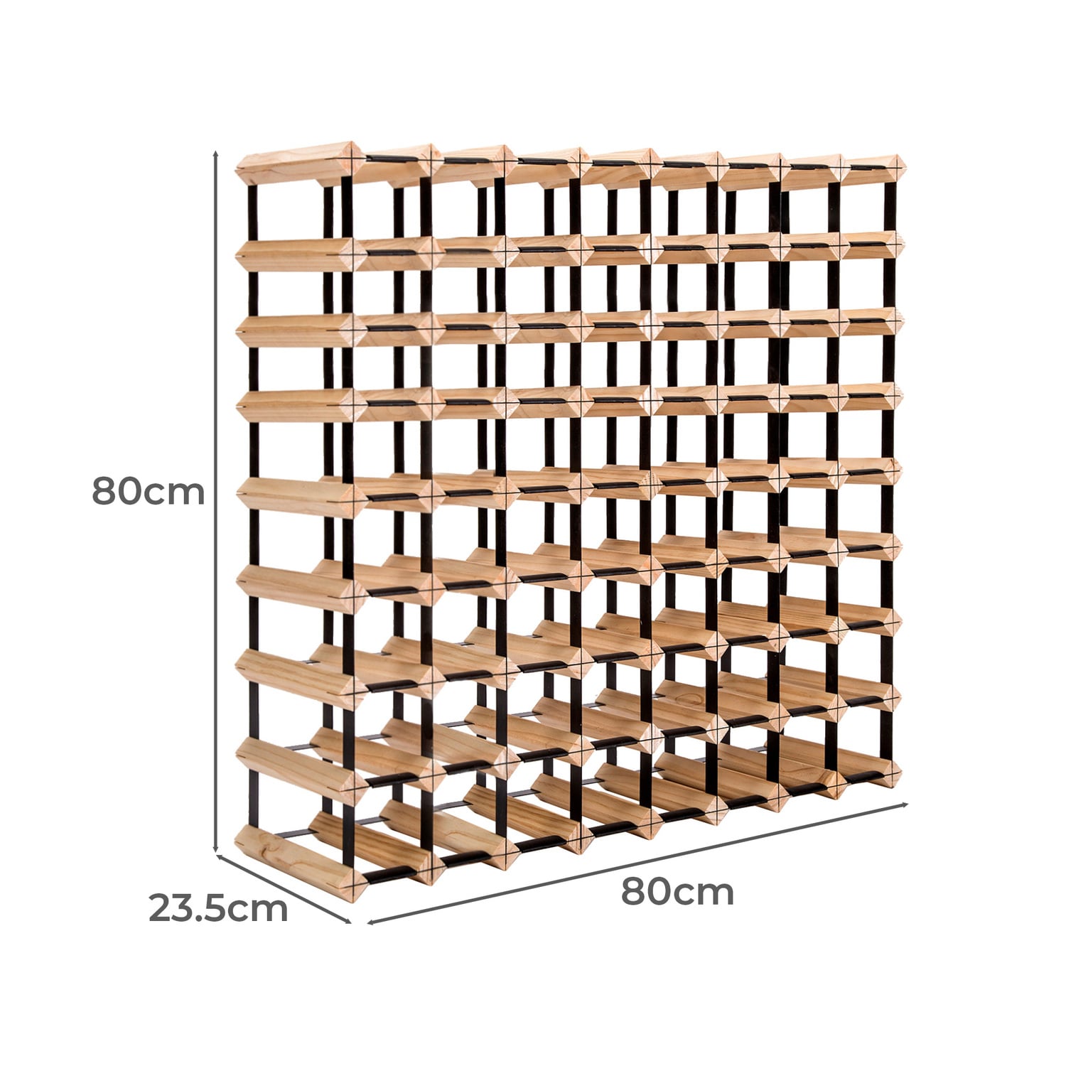 Emperio 72 Bottle Steel & Pine Wood Wine Rack