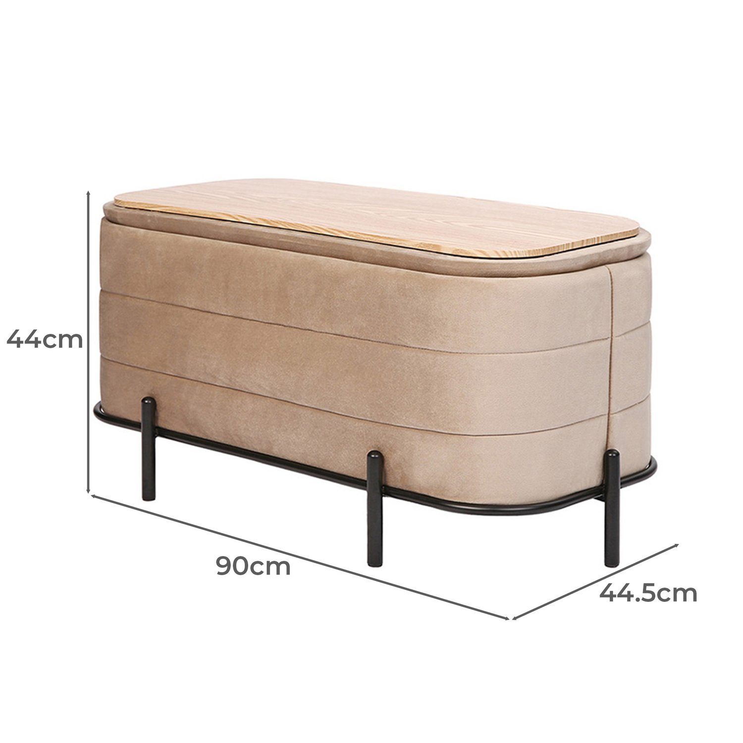 Leah Velvet Storage Ottoman Bench