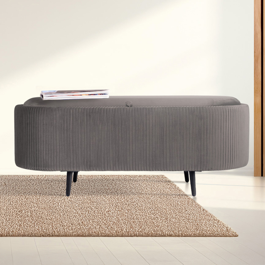 Evelyn Velvet Storage Ottoman Bench