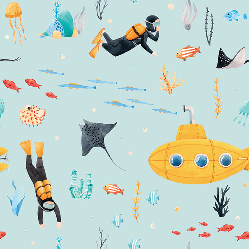 Yellow Submarine Peel & Stick Wallpaper