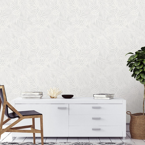 LasPalmaHome Dove Grey Palms Peel & Stick Wallpaper | Temple & Webster