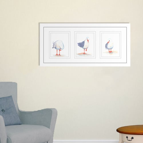 Seagull Watercolour Series Framed Trio Print