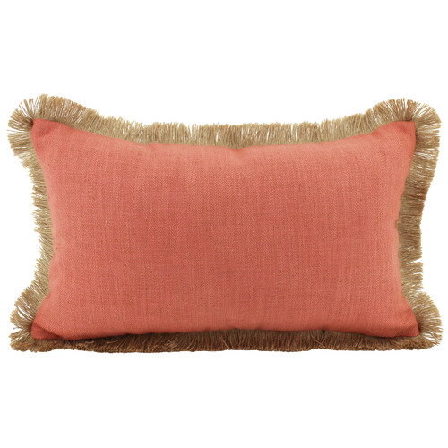 Fringed Basic Rectangular Linen & Jute Cushion