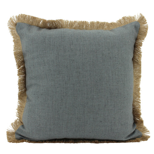 Fringed Basic Square Linen & Jute Cushion