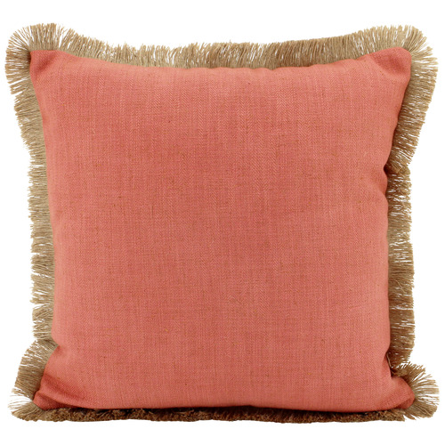 Fringed Basic Square Linen & Jute Cushion