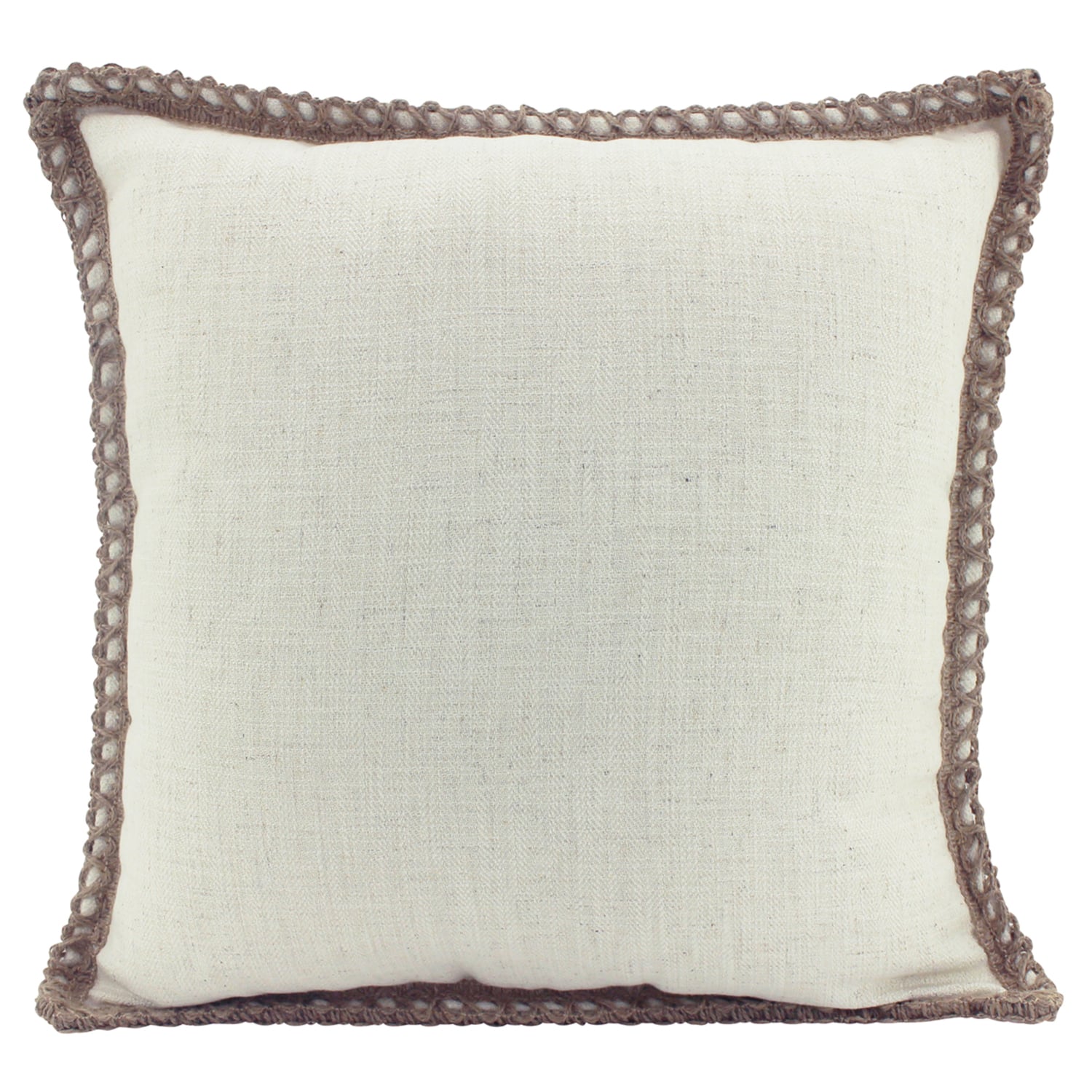 Trimmed Border Square Linen-Blend Cushion