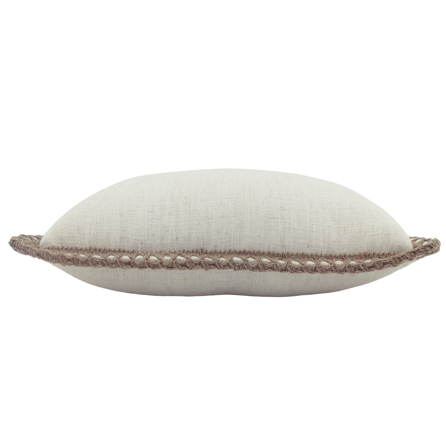 Trimmed Border Rectangular Linen-Blend Cushion