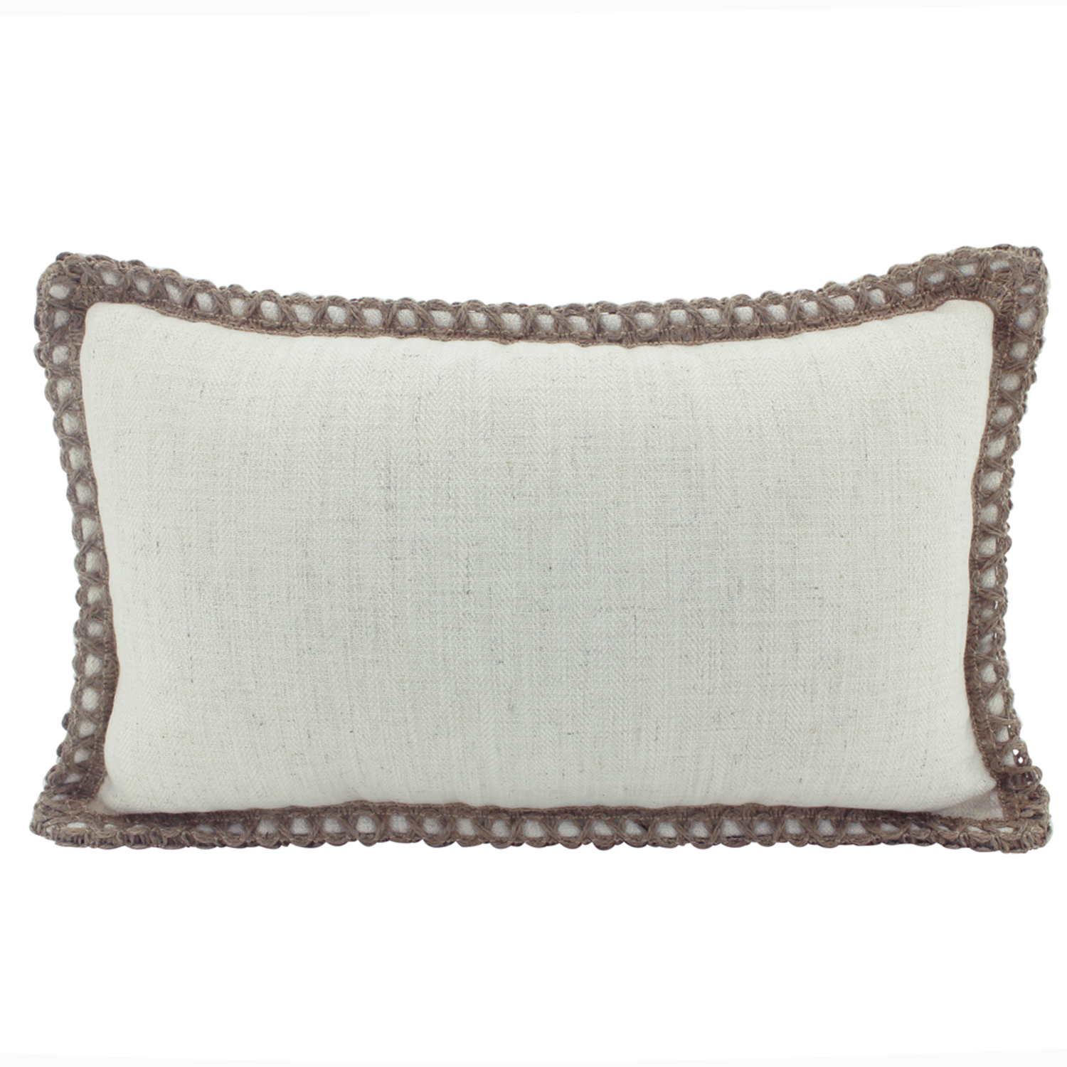 Trimmed Border Rectangular Linen-Blend Cushion