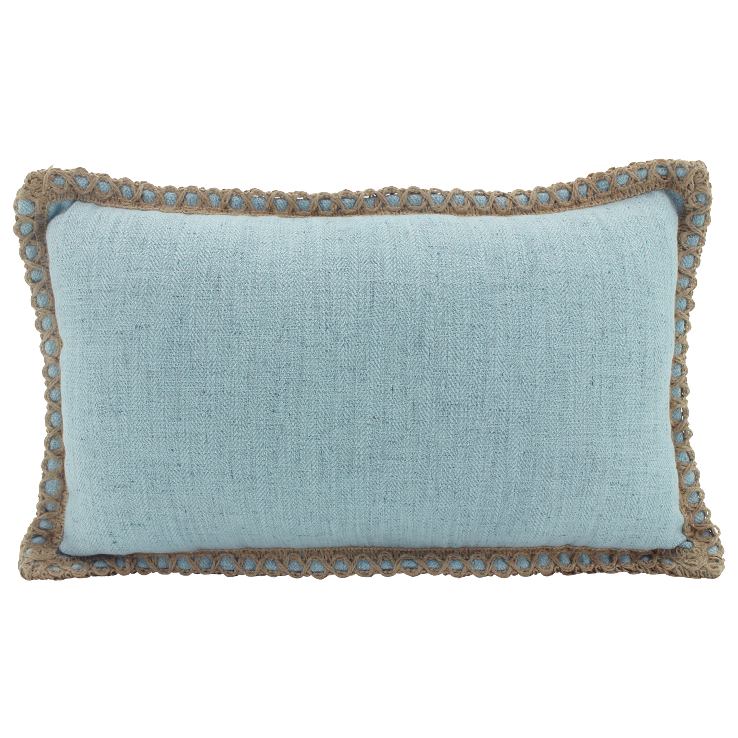 Trimmed Border Rectangular Linen-Blend Cushion