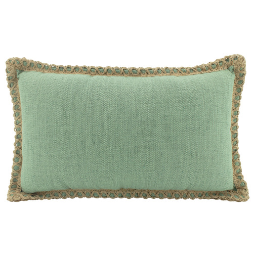 Sagelane Trimmed Border Rectangular Linen-blend Cushion 